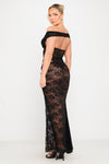 Black Lace Off Shoulder Bodysuit & Maxi Skirt Co-Ord
