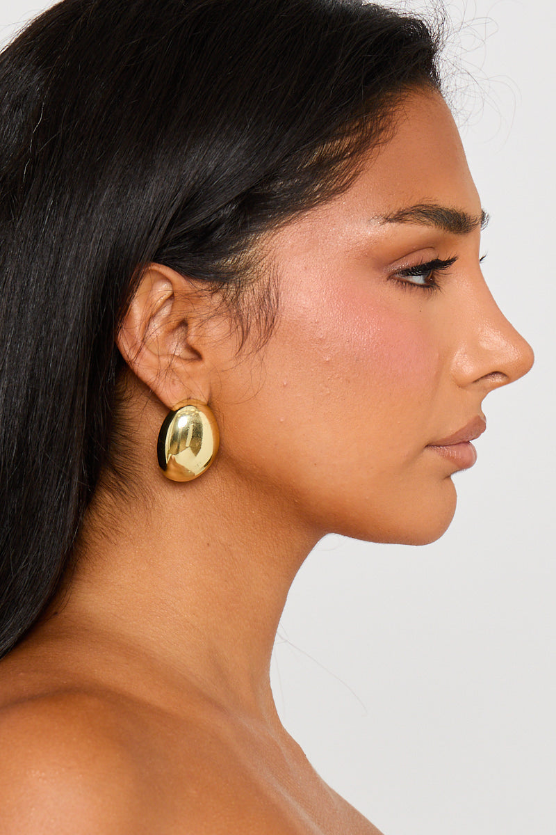 Gold Chunky Oval Earrings