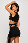 Black One Shoulder Cut Out Side Tie Mini Dress