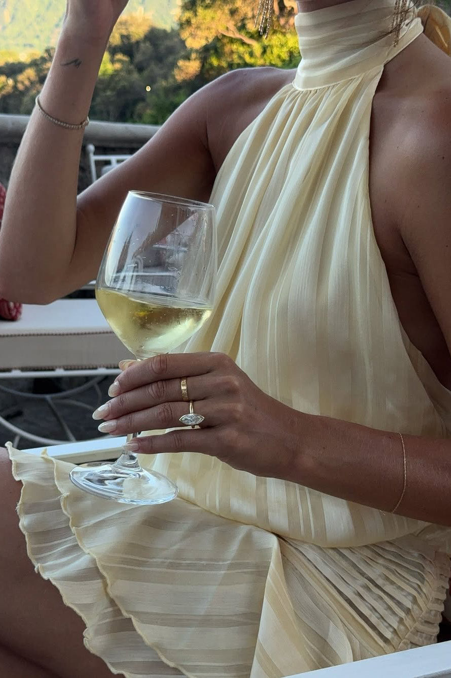 Cream Chiffon Halter Neck Tiered Mini Dress