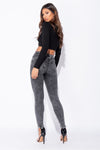 Charcoal Multi Slash High Waisted Jeans