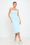 Light Blue Knit Crochet Tie Back Side Split Midi Dress
