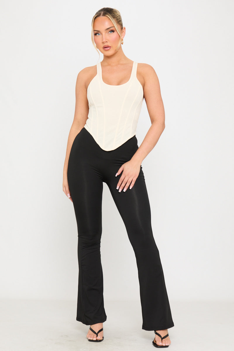 Black High Waist Flared Leg Leggings