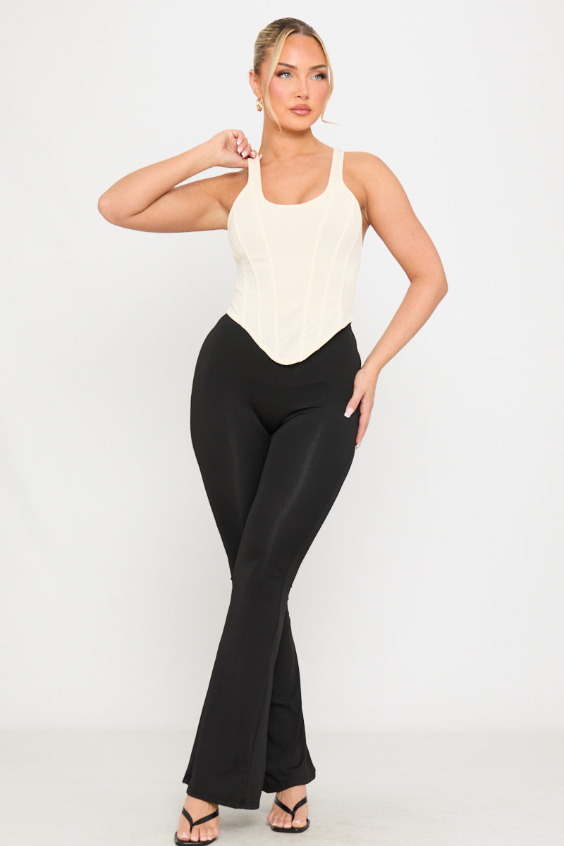 Black High Waist Flared Leg Leggings