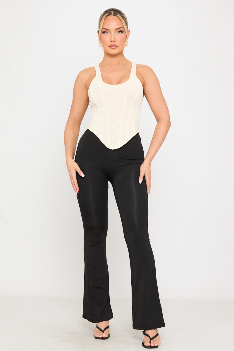 Black High Waist Flared Leg Leggings