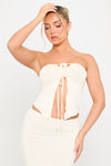Cream Tie Detail Split Front Top & Maxi Skirt Co-Ord