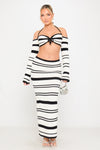 Black Contrast Crochet Off Shoulder Top & Maxi Skirt Co-Ord