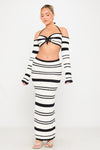Black Contrast Crochet Off Shoulder Top & Maxi Skirt Co-Ord