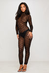Black Lace High Neck Open Back Jumpsuit
