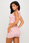 White Polka Dot Off Shoulder Top & Mini Skirt Co-Ord