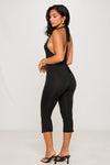 Black Halter Neck Open Back Capri Jumpsuit