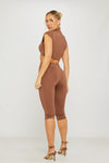 Brown High Neck Cut Out Capri Co-Ord