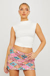 Pink Sequin Diamond Detail Low Rise Mini Skirt