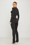 Black Cut Out Detail Long Sleeve Crop Top