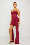 Wine Twist Detail Asymmetric Draped Mini Dress