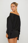 Black Off Shoulder Batwing Top & Mini Skirt Co-Ord