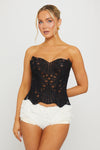 Black Sheer Structured Strapless Corset Top
