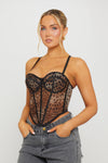 Leopard Print Bustier Structured Dipped Corset Top