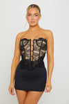 Black Lace Trim Structured Bustier Corset Top