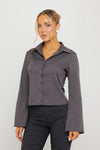 Dark Grey Pin Stripe Long Sleeve Button Up Shirt