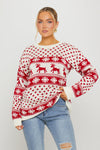 Cream Knitted Snowflake Reindeer Christmas Jumper
