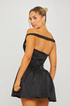 Black Off Shoulder Drop Waist Mini Dress