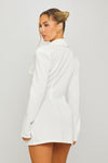 White Double Breasted Button Front Blazer Dress