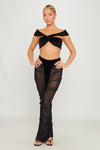 Black Velvet Cut Out Top & Sheer Maxi Skirt Co-Ord