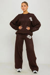 Brown Knit Oversized Swirl Detail Sweater & Joggers Co-Ord