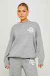 Light Grey Knit Oversized Swirl Detail Sweater & Joggers Co-Ord