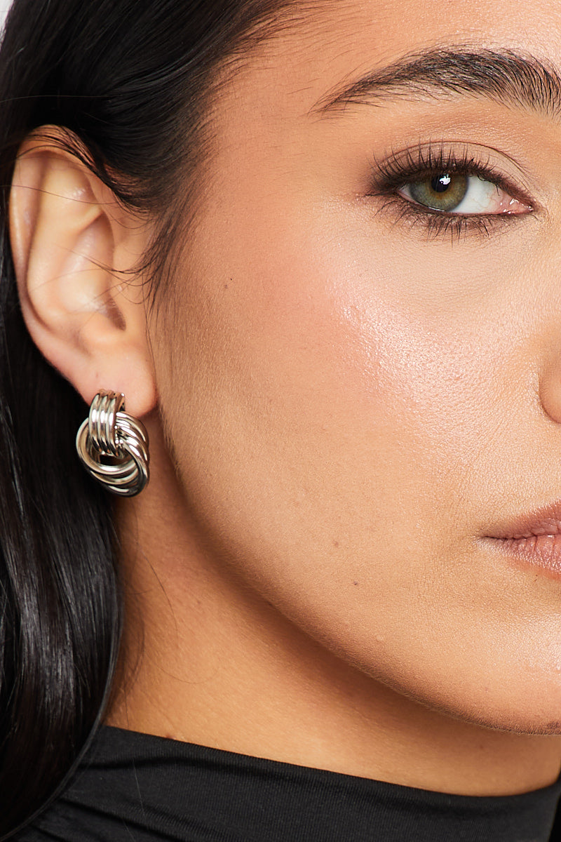 Silver Double Knot Earrings
