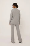Light Grey Ribbed Knit Swirl Detail Loungewear Set