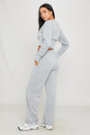 Light Grey Cinched Waist Zip Jacket & Joggers Set