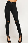 Black High Waisted Ripped Knee Skinny Jeans