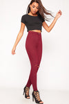 Wine High Waisted Ripped Knee Skinny Jeans