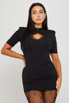 Black Keyhole Lace Cut Out Mini Dress
