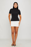Black/white Colour Block High Neck Mini Dress