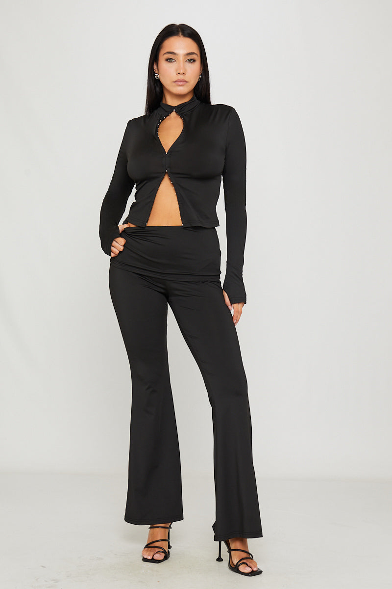 Black High Neck Hook & Eye Top & Leggings Co-Ord