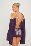 Purple Embellished Butterfly Bodycon Mini Dress