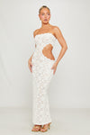 White Lace Bandeau Cut Out Maxi Dress