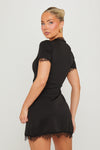 Black Lace Trim Cut Out Bodycon Mini Dress
