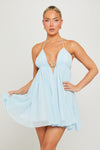 Light Blue Sleeveless Starfish Detail Mini Dress