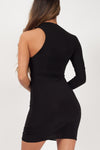 Black One Sleeve Bodycon Mini Dress