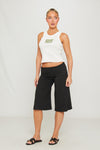 Black Fold Over Wide Leg Capri Leggings