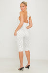 White Polka Dot Halterneck Capri Jumpsuit