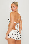 White Polka Dot Halter Top & Micro Shorts Co-Ord