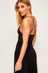 Black Sheer Lace Cross Back Bodysuit