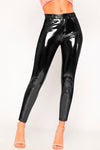 Black High Waisted Vinyl Skinny Trousers