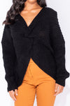 Black Twist Front Oversized Knitted Jumper