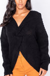 Black Twist Front Oversized Knitted Jumper